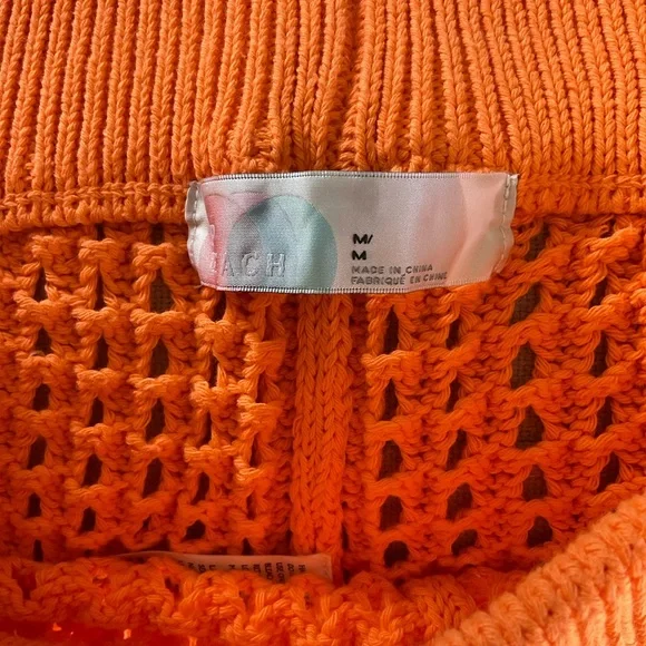 NWOT Free People wide leg crochet orange pants - Picture 3 of 6